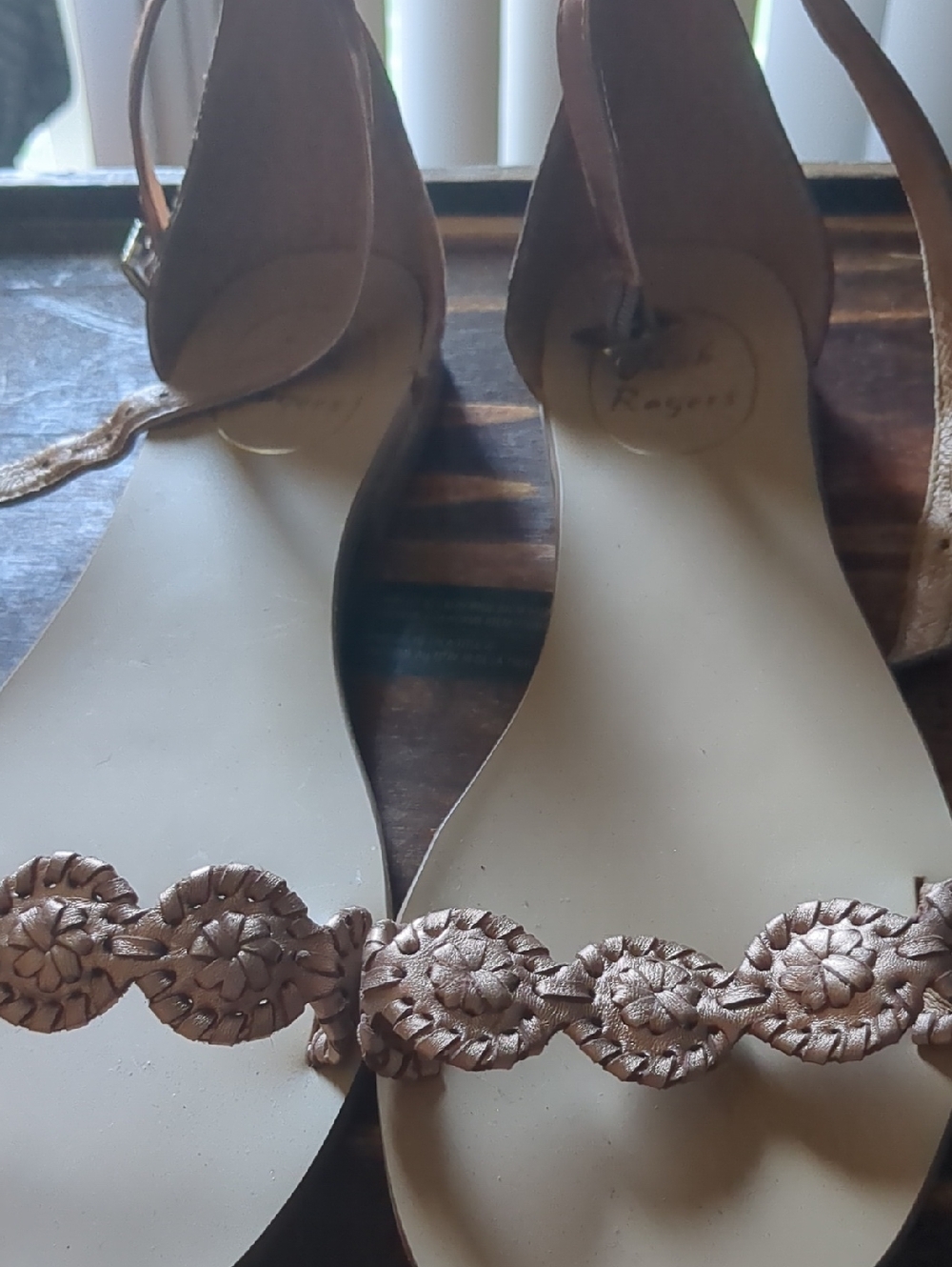 Jack Rogers Tan Braided Circle-Detail Ankle Strap Sandals